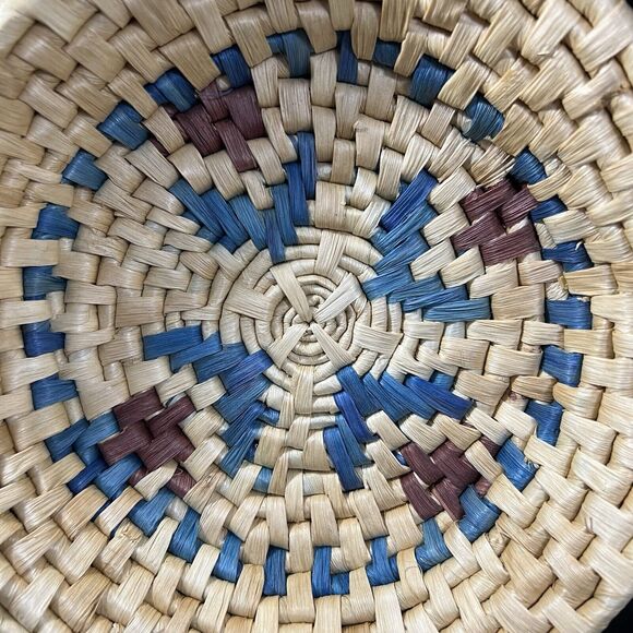 Vintage Woven Coil Fruit Basket Wall Basket With Handles - Picture 4 of 8